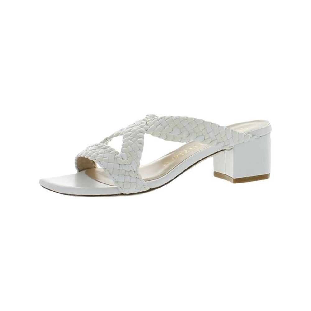 STUART WEITZMAN Womens White Rosie 50 Slip On Leather Slide Sandals 5.5 M